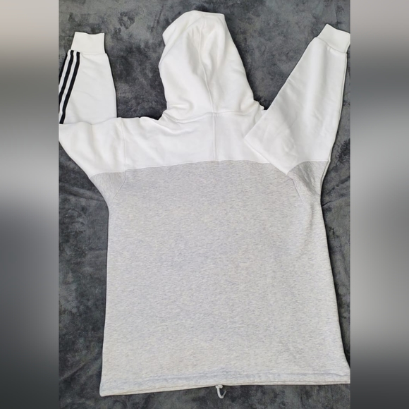 Adidas Hoodie Sport Open Hem White/LIGHT GREY  Size M Men's - Picture 16 of 16